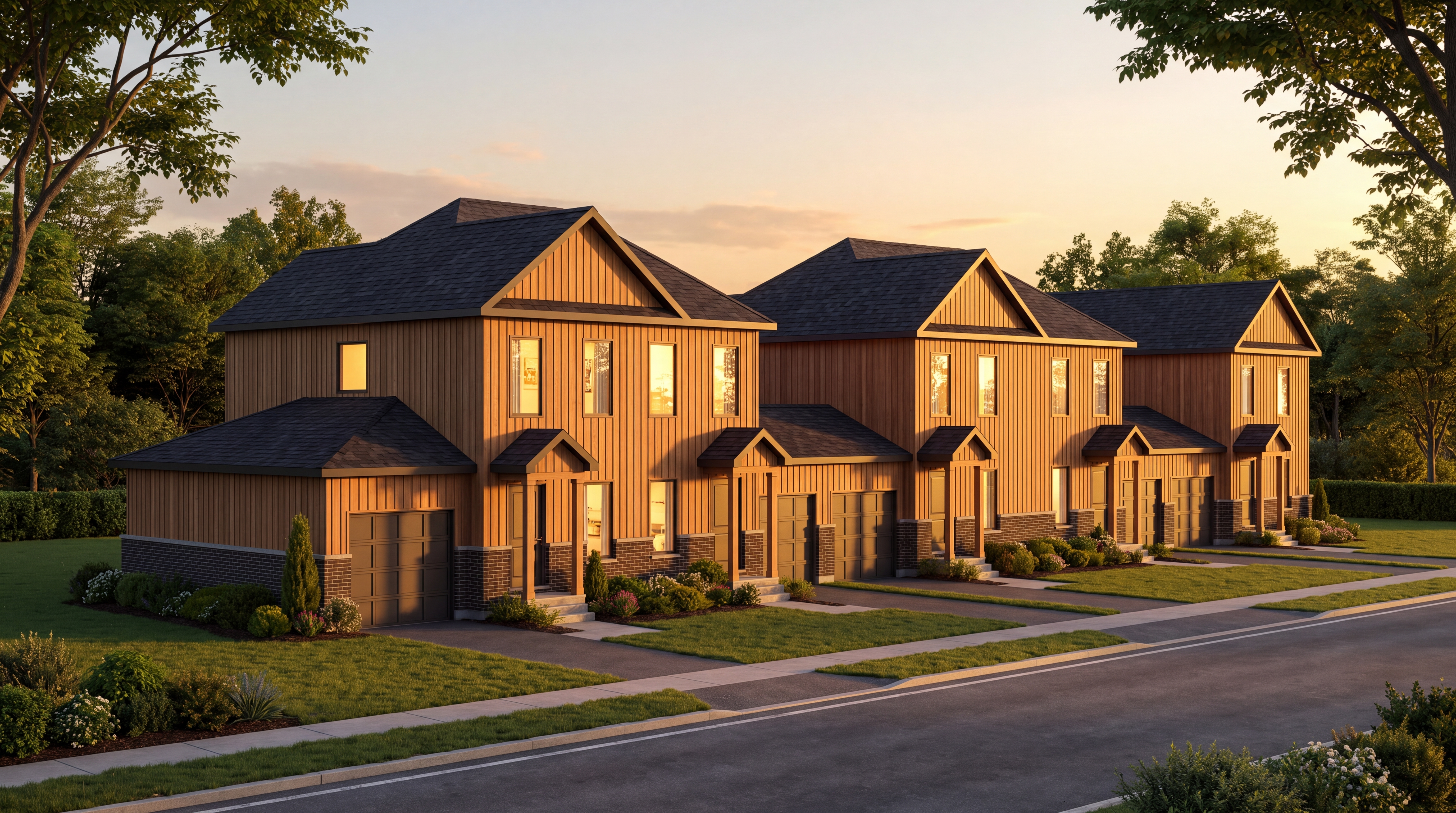 The Cedar 5-Plex Townhomes - Modern Architectural Render